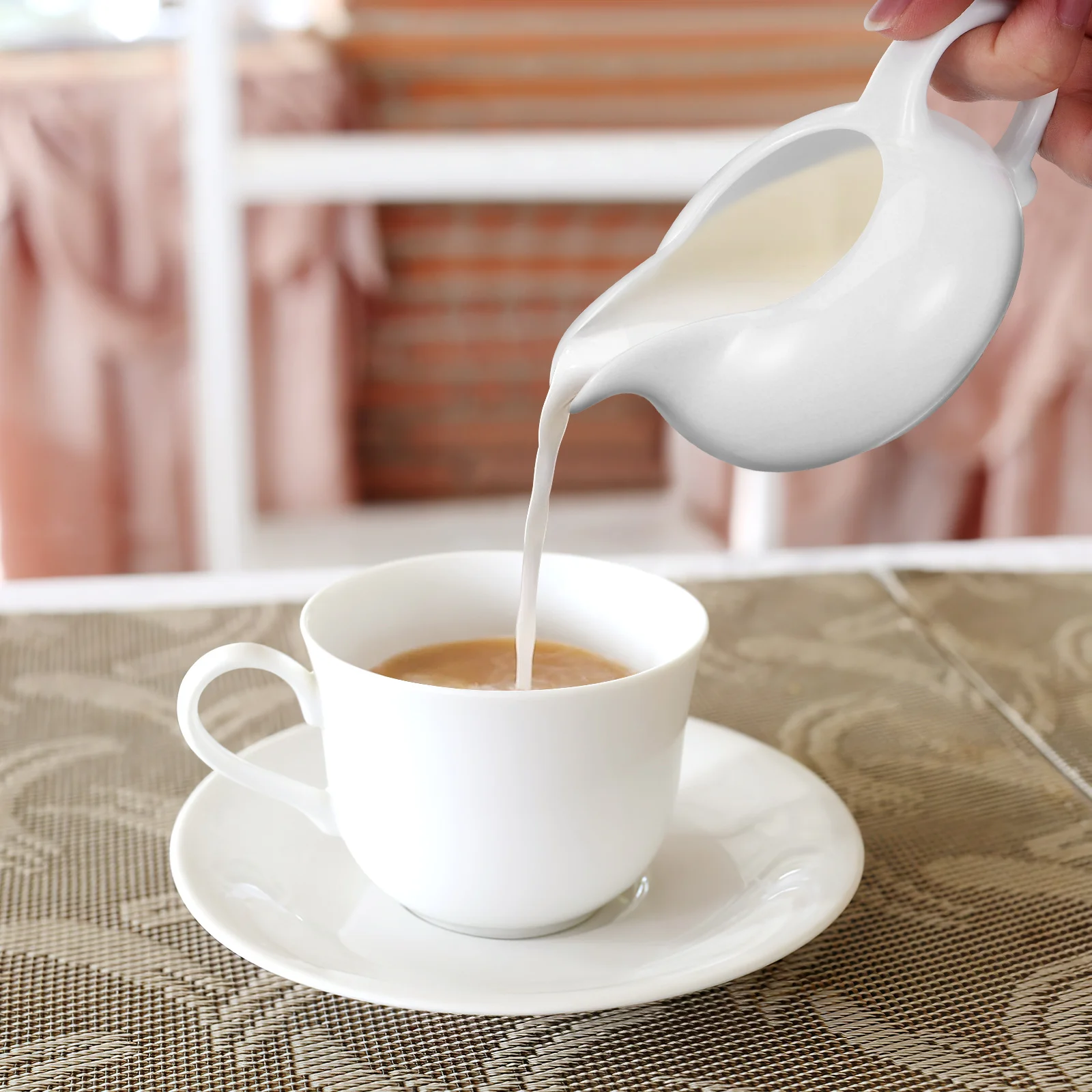 Jarra para crema de café y leche, jarra de leche de cerámica blanca para espumar salsa, máquina de mesa de comedor para el hogar, jarra para espumar, 3 uds.