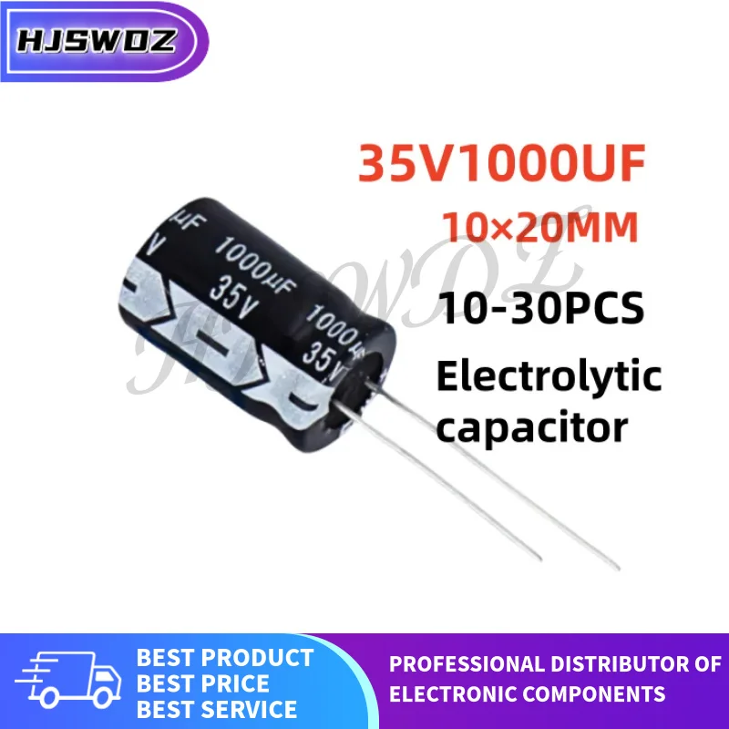 10/30Pcs New 35V1000UF 10×20MM 1000uf 35v 10*20mm Electrolytic capacitor
