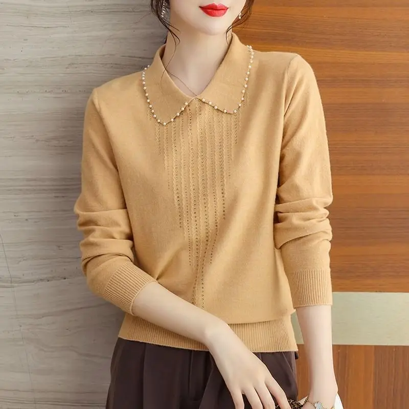 

Autumn Top Fashionable and Age-reducing Middle-aged Women Fashionable Knitted Shirt Middle-aged and Elderly Loose Sweater Women