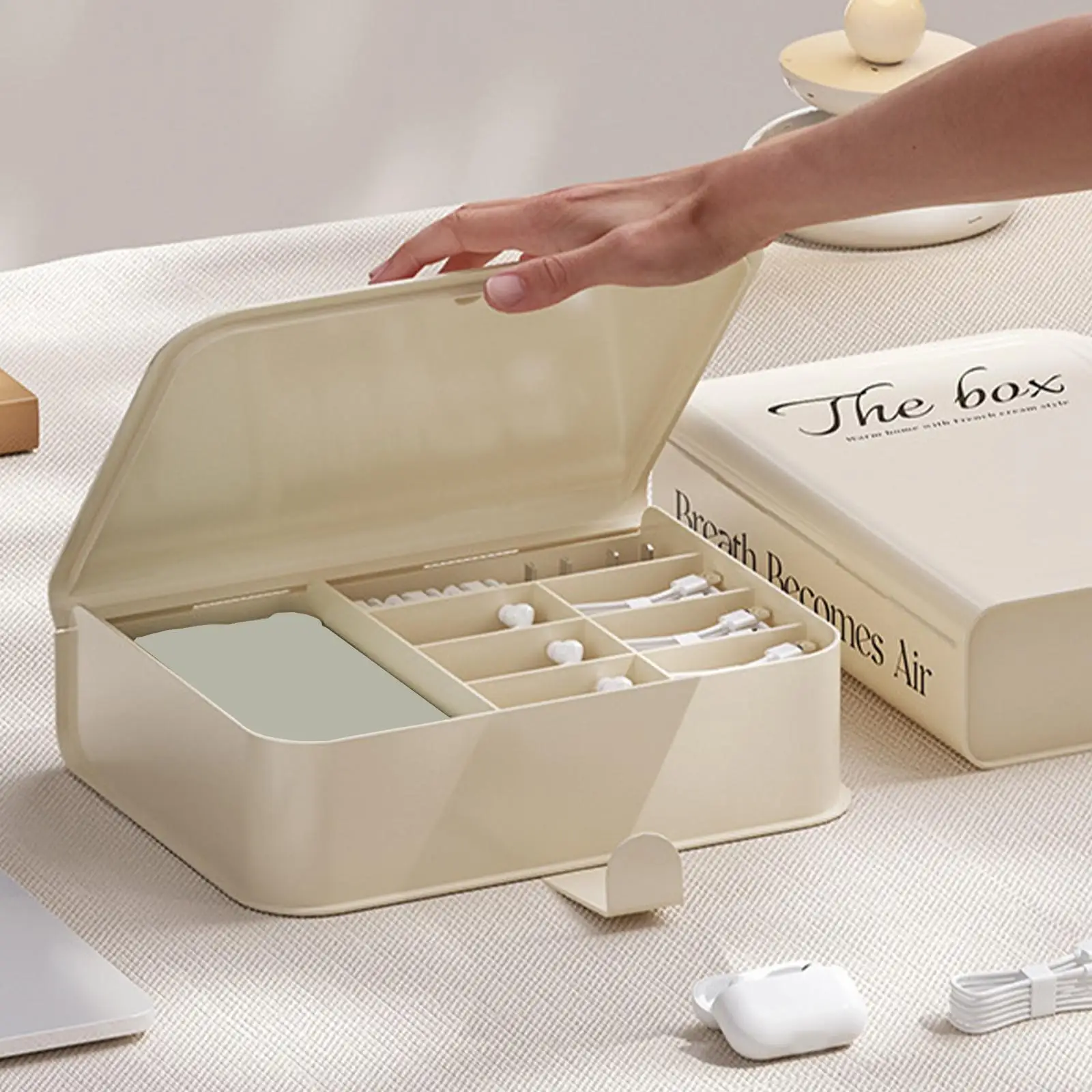 منظم تخزين سلك كابل الشاحن مع 8 حجرات مع أشرطة تخزين #3