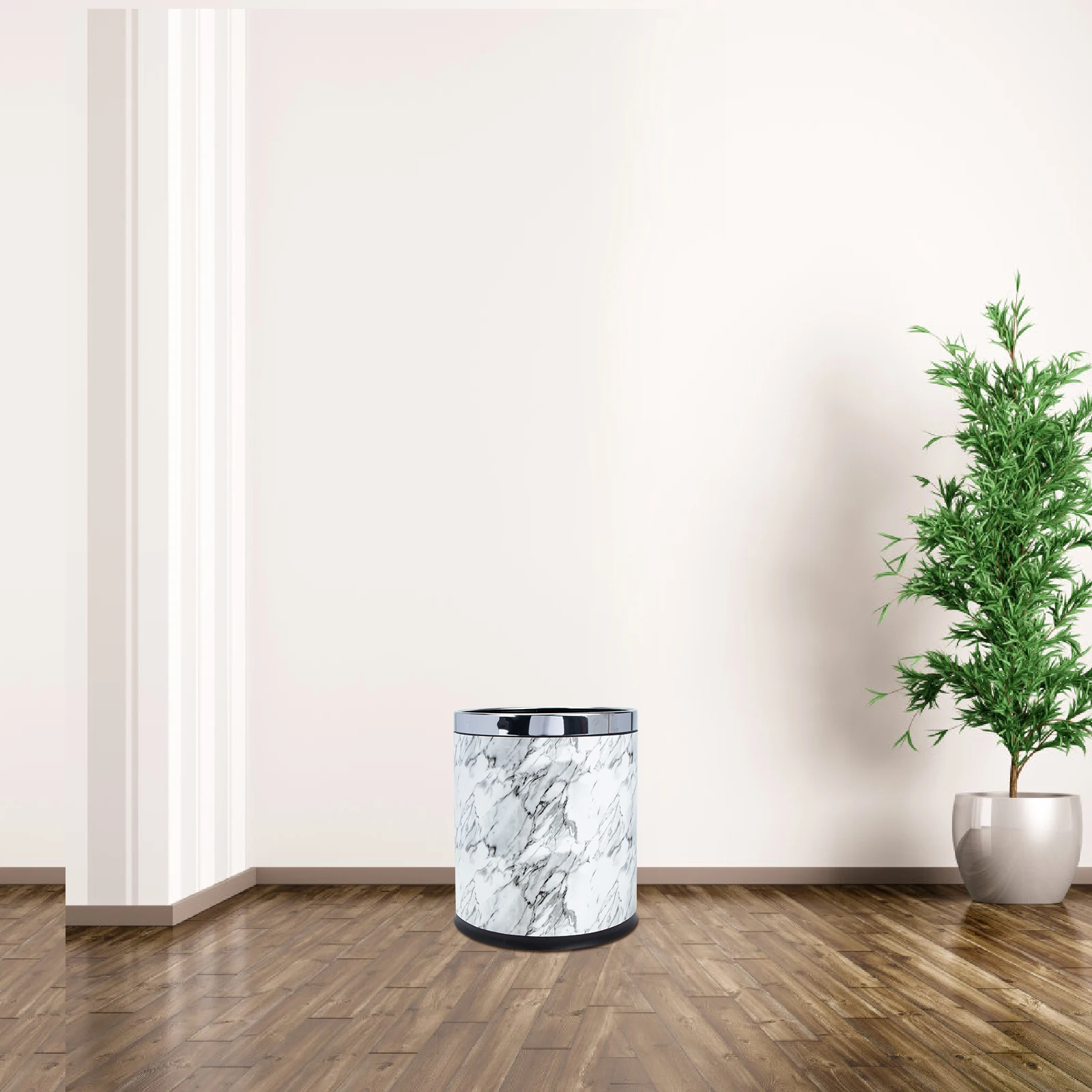 

Plastic Marbling Trash Can Bathroom Hotel Garbage Container Office Kitchen Bin Perfect Size for Cabinets Counters Sinks Small