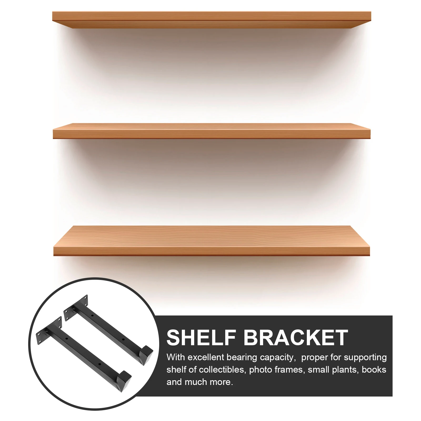 

2pcs Heavy Duty Floating Wall Mounted Sturdy Iron Support Wall Shelf Bracket For Diy Living Room Bedroom Storage Shelves