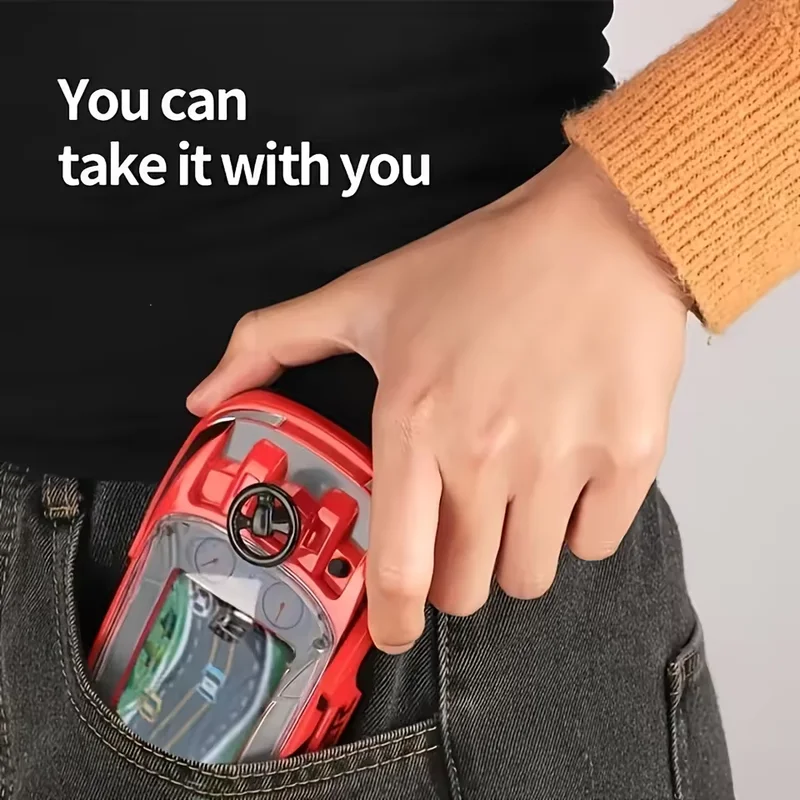 ハンドヘルド電動レーシングアドベンチャーゲームコンソール、子供向けシミュレーション運転玩具、男の子と女の子のためのステアリングチャレンジレベル付き