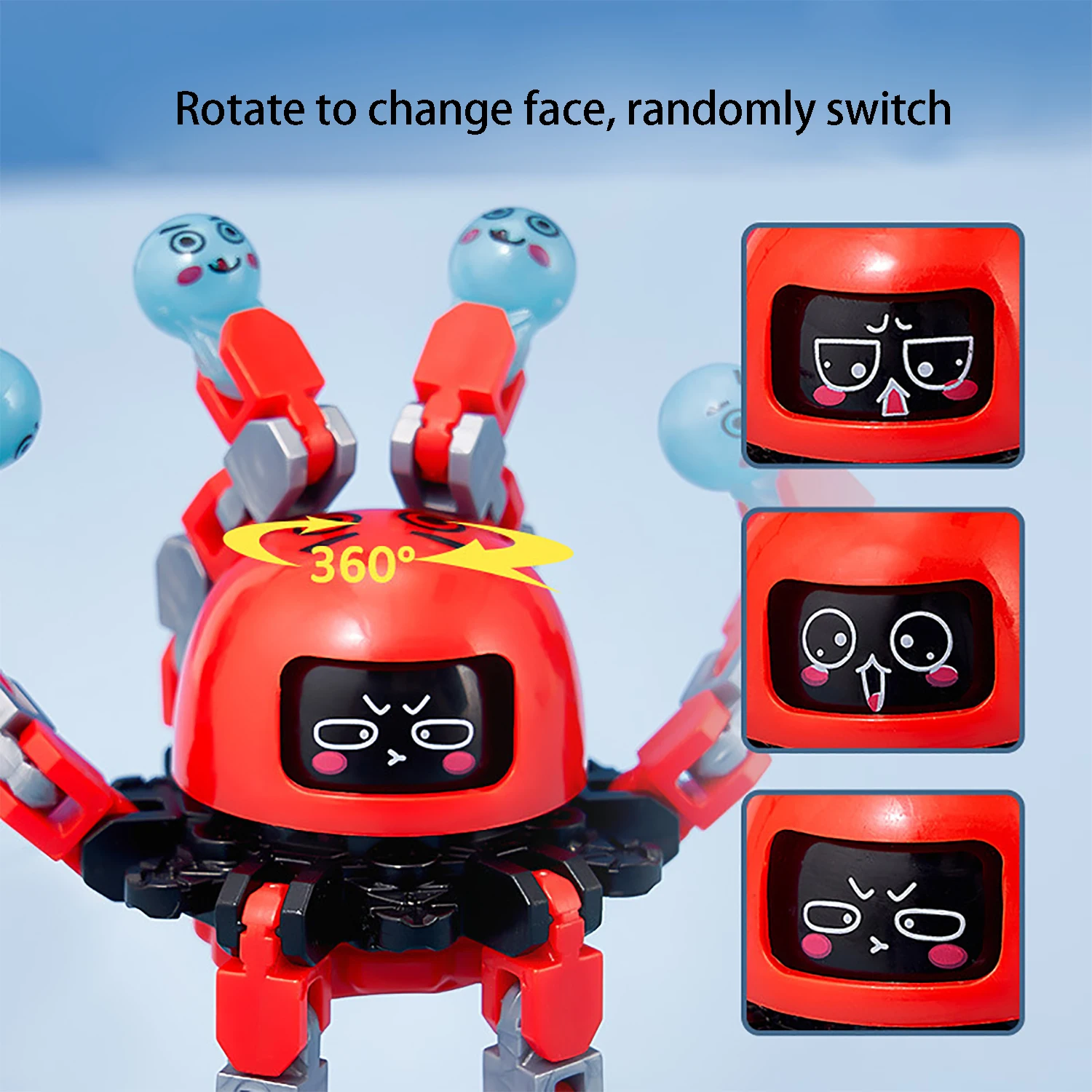 Luminous fingertip gyroscope with versatile mechanical face toy Octopus robot, luminous finger rotation decompression