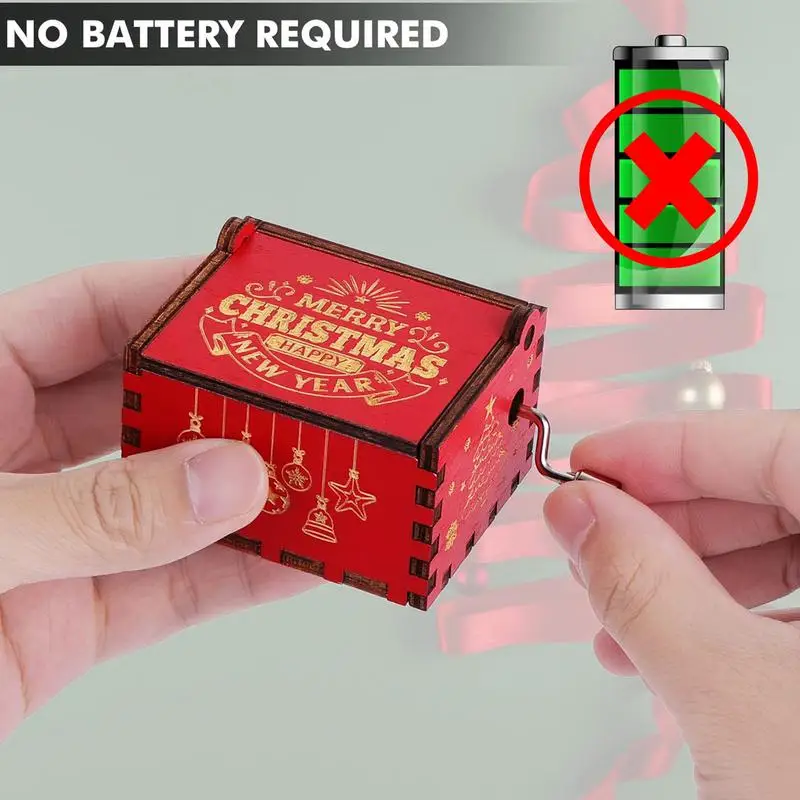 Красно-зеленая Рождественская Музыкальная шкатулка с резьбой деревянная музыкальная шкатулка с ручкой Санта новогодний Рождественский подарок для детей друг