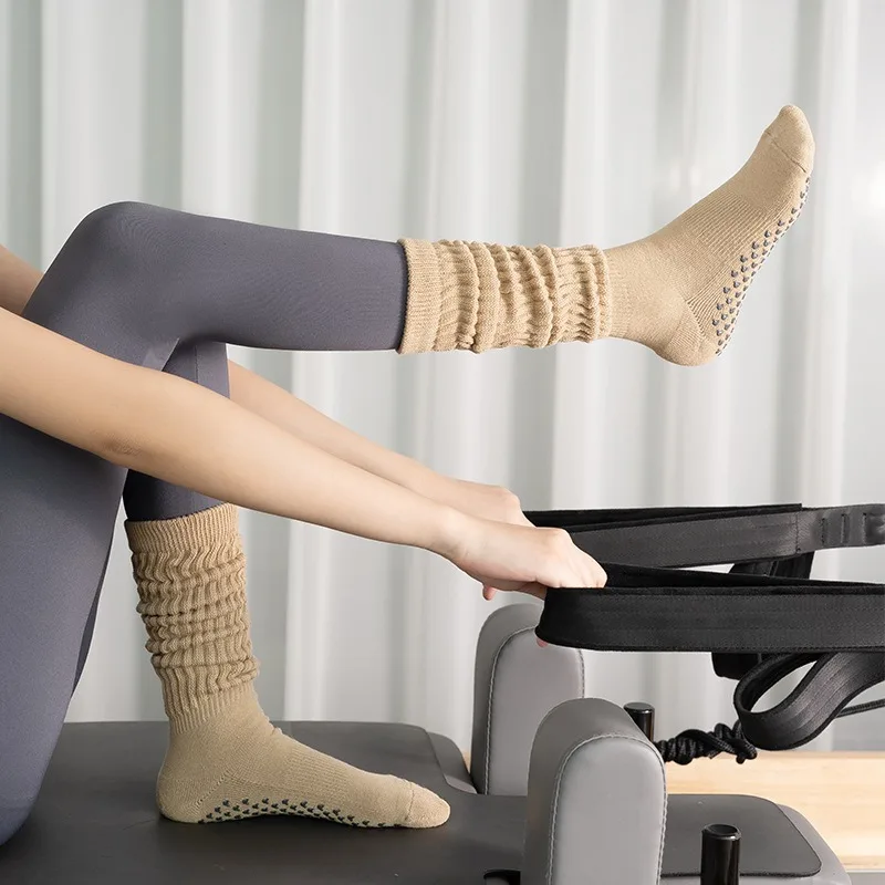 جوارب يوجا طويلة قابلة للتكديس ومضادة للانزلاق للنساء، جوارب رياضية للرقص واللياقة البدنية #5