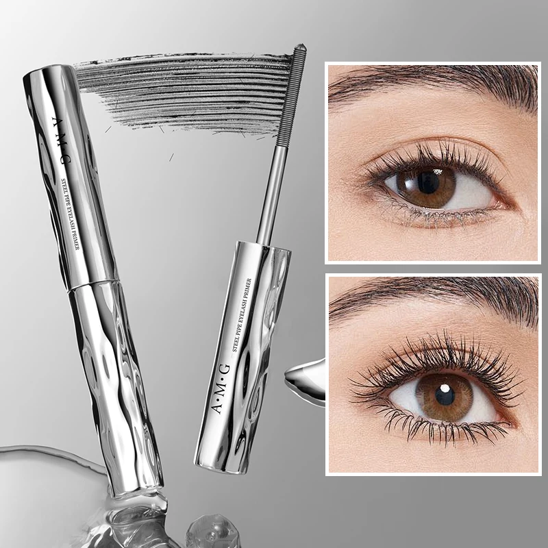 Silver mascara and eyelash curler.Lash Lengthening Curling Mascara Non-smudg Natural Long Lasting Eye Makeup Cosmetics