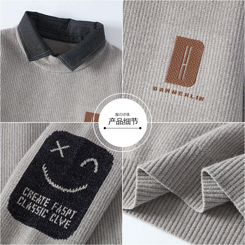 سترة رجالي موضة شتاء 2024 مكونة من قطعتين بلوفرات متماسكة غير رسمية سترات محبوكة فضفاضة سميكة ودافئة ملابس خروج للرجال