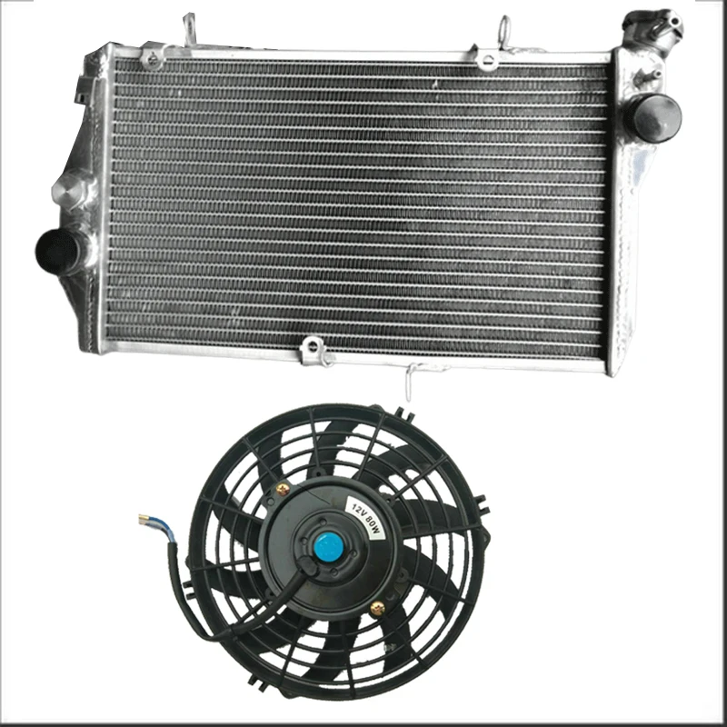 Aluminum Radiator + Fan For Honda CBR1100 CBR1100XX Blackbird Fuel Injected 1997 1998 1999 2000 2001 2002 2003 97 98 99 00 01 02