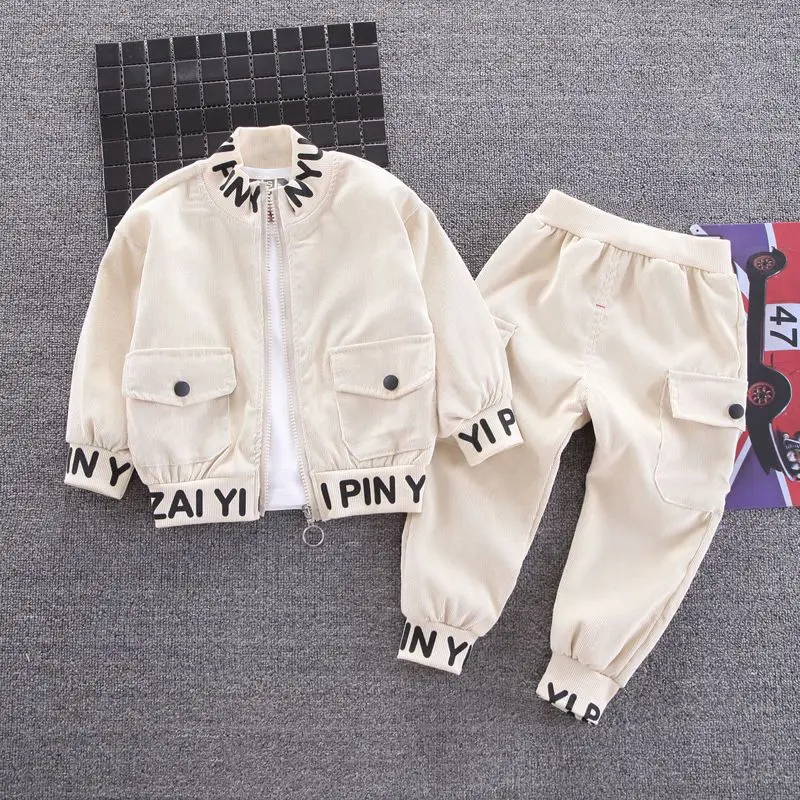 

Boys Spring Clothing Set New Korean Edition Baby Spring and Autumn Coat+T-shirt+pants Casual Children's 3-piece Set