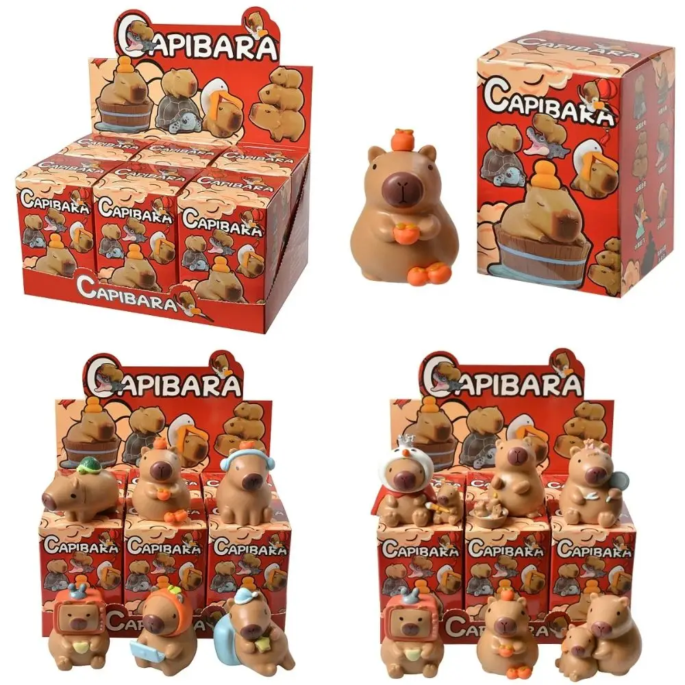 One Set 6Pcs Original Blind Box Trendy Item Cute Character Capybara Model Figure Toy Collection Decoration Children's Gift