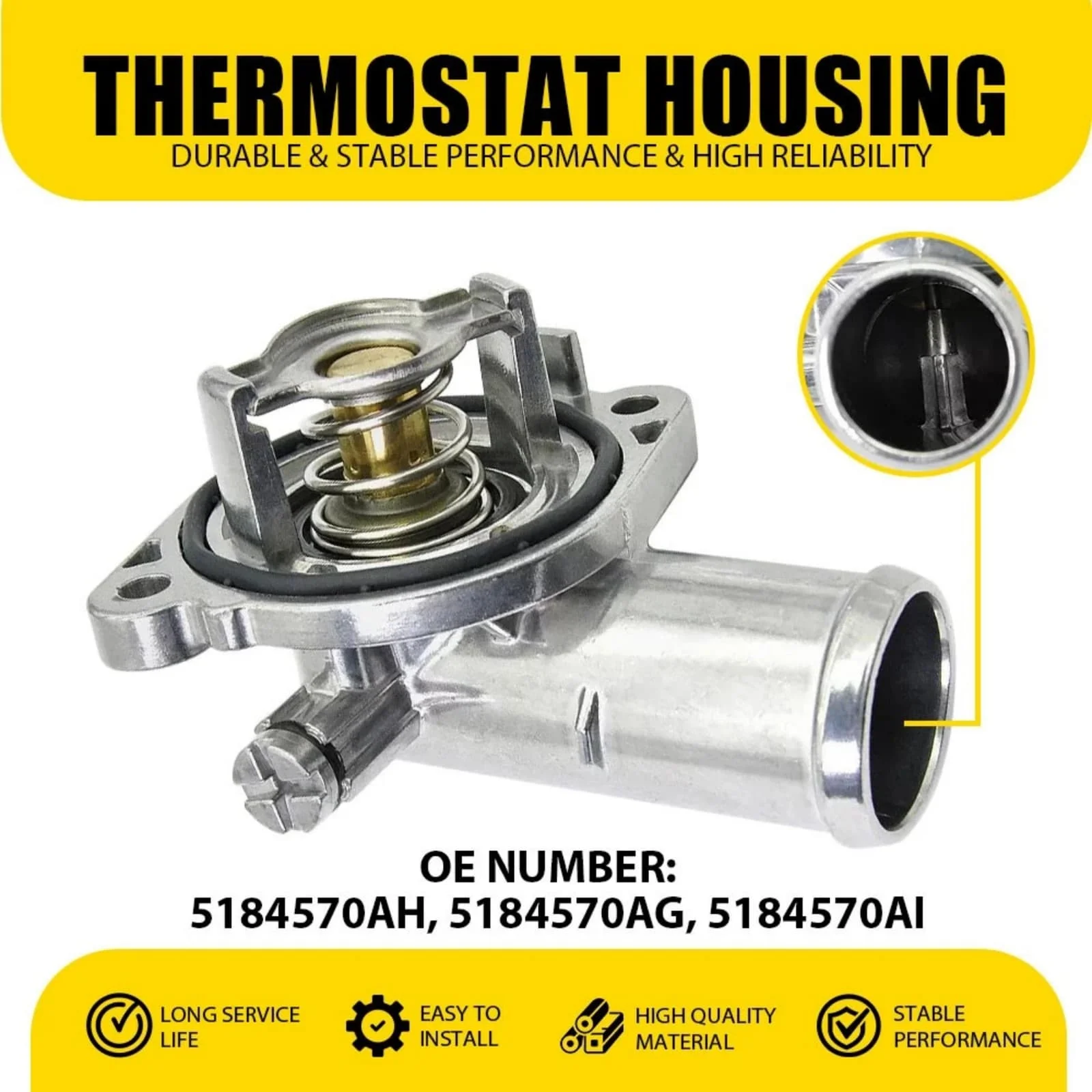 1Pc For Godge 5184570AH Metal Car Engine Coolant Thermostat Assembly For Dodge Grand Caravan For Chrysler 200 Auto Repair Parts