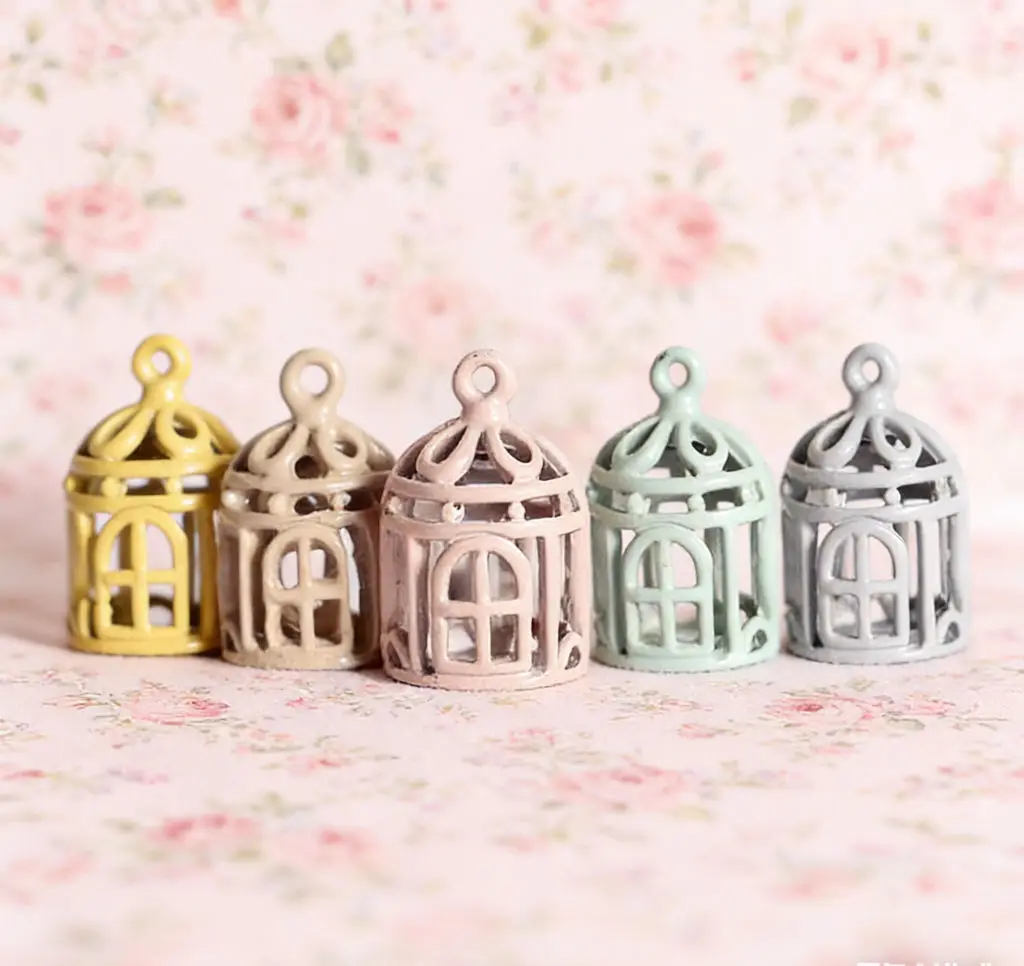 

15PCS 1:12 Colorful Mini Birdcage - Dollhouse Miniature Food Scene Prop Wooden Decoration Toy Accessory DIY Gift for Adults Kids