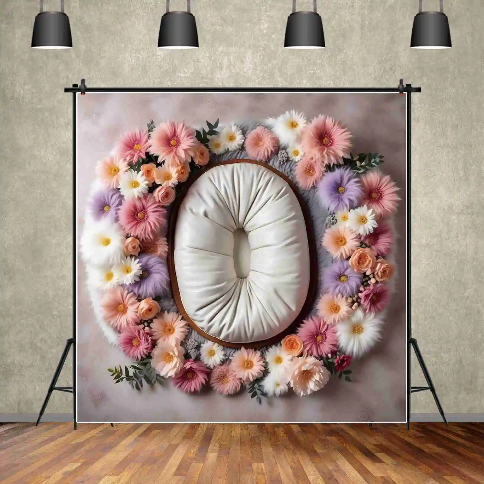 MOON.QG Newborn Photography Backdrop Baby Photo Frame Props Flower Blanket Feather Portrait Background Photographic Studio Tools