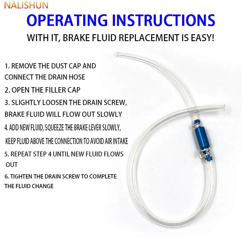 Motorcycle Brake Bleeding Oil Change Pump Tool with One Way Valve Hydraulic Clutch Valve Tube Set Hose Leak-Proof Exhaust Tube view 2
