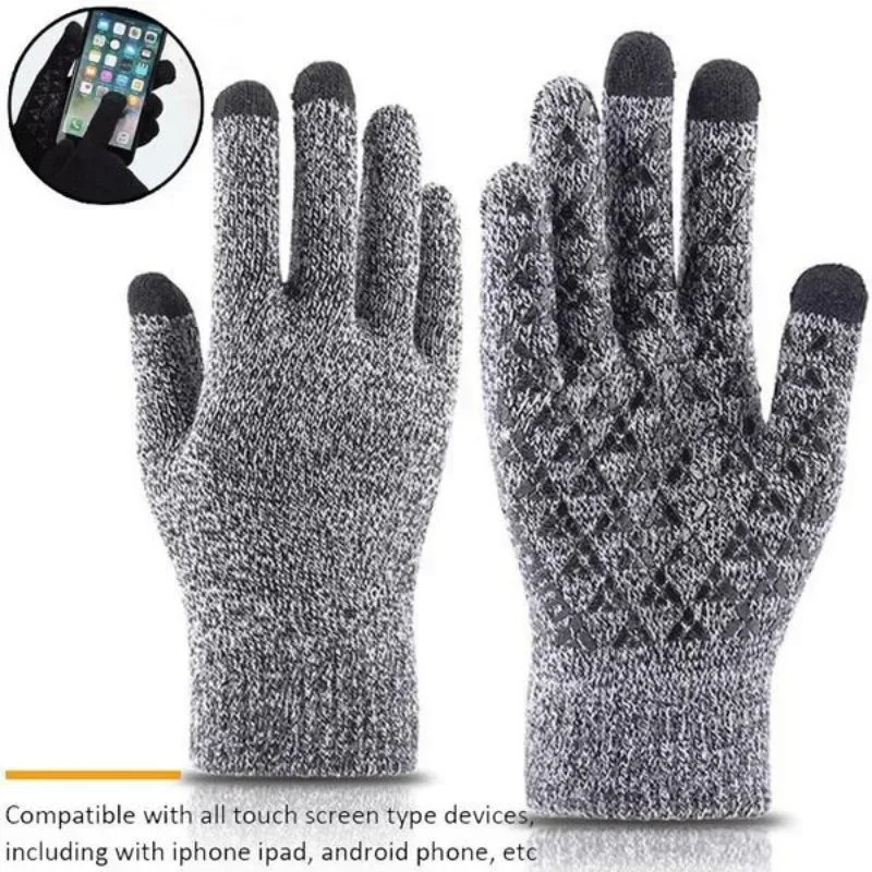 

Winter Warm Motorcycle Cycling Knitted Gloves Touch Screen Coldproof Skiing Anti-Slip Gloves for Outdoor Mountaineering Fishing