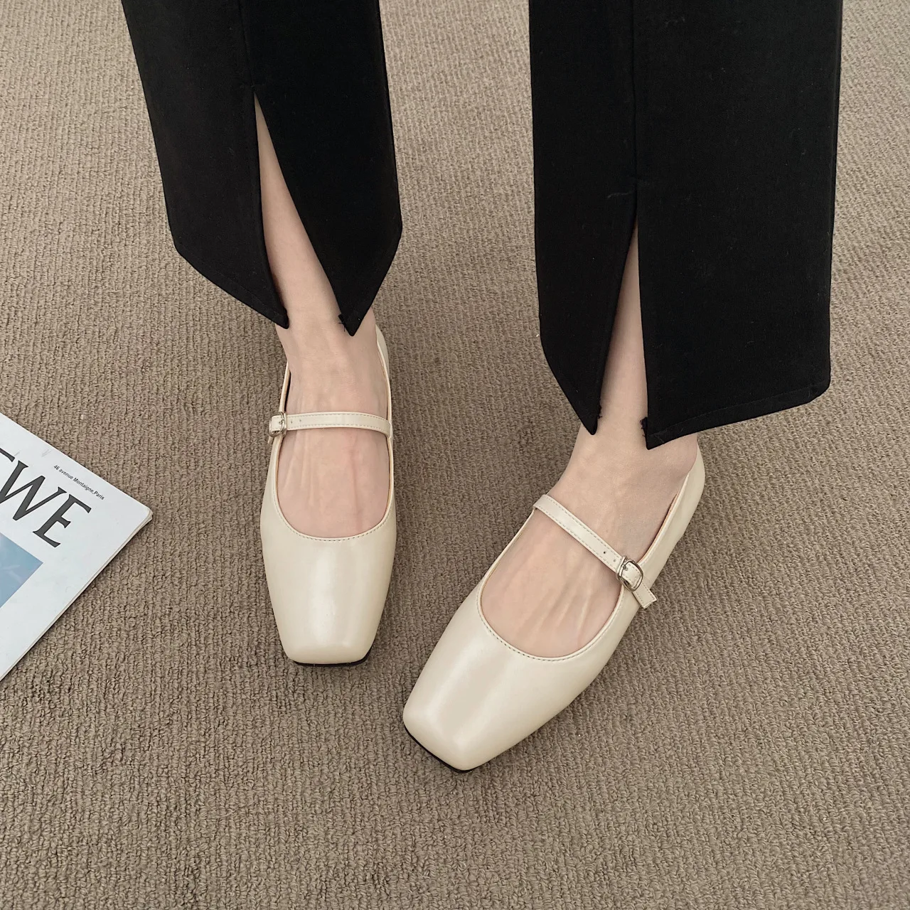 Shoes Woman Flats Low Heels Dress Rubber PU  Shoes Woman Flats Low Heels Dress Rubber PU Buckle