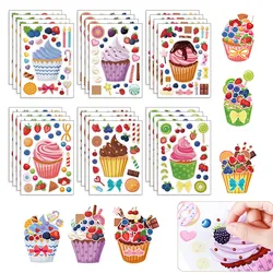 Make A Cupcake Sticker Sheets for Kids Sweet Create Your Own Cupcake DIY Puzzle Stickers Children Birthday Gifts Party Decals M