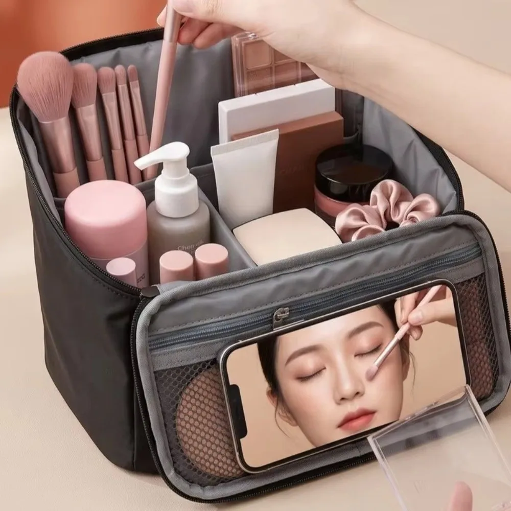 Large Capacity Makeup Organizer Bag Portable Versatile Cosmetic Storage Pouch With Dividers Travel Cosmetic Pouch Daily Organize