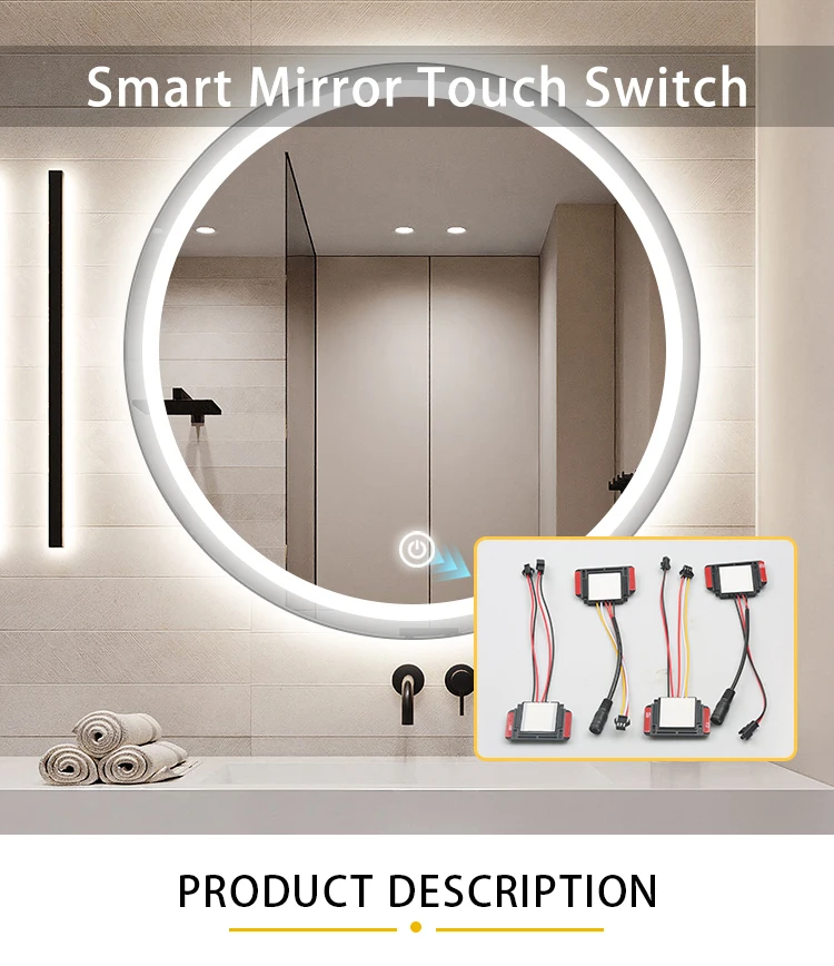 LED-Spiegel Smart 12V 3A 36W Make-up-Badezimmerspiegel Dimmer Beleuchteter Einfarbiger Ein-Touch-Sensor-Schalter – Detail 1