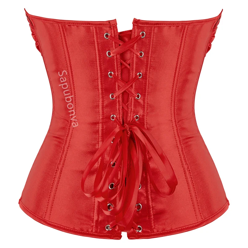 Corset Top Plus Size Women Bustier Overbust Sexy Lace up Floral Lingerie Vintage Victorian Medieval Fashion Black Red White