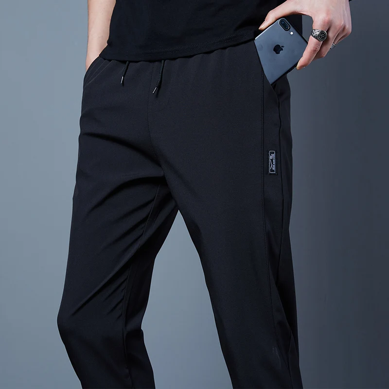 Autumn Winter Men\'s Elastic High Waist Solid Pockets Harlan Sports Casual Drawstring Trousers Fashion Office Lady Loose Pants