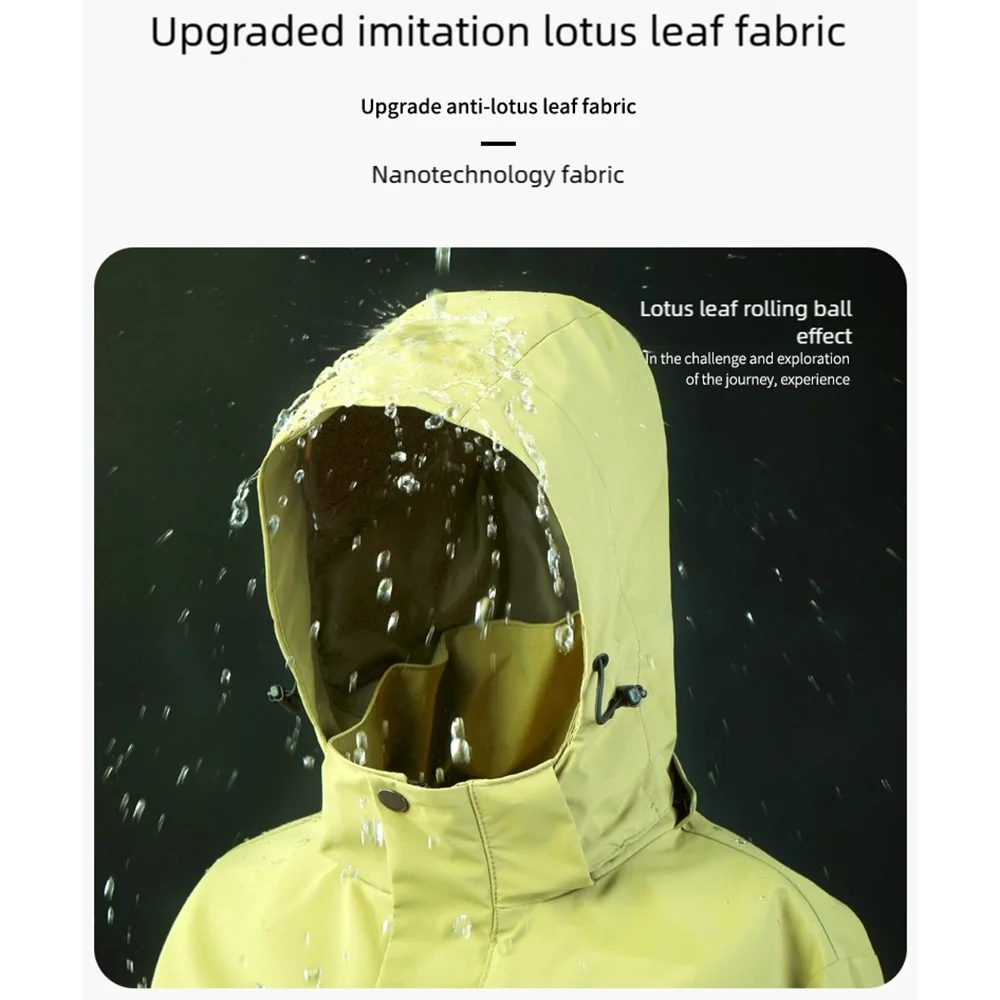 Upgraded Lotus Leaf Fabric Windbreaker - Men's & Women's Lightweight Waterproof Jacket, Loose Fit Hooded with Detachable Sleeve
