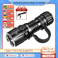 Wurkkos TD07 18350 Tactical Flashlight 1300LM 479M Long Range Rechargeable Lamp IP68 Mini Torch with Finger Ring Dual Switches