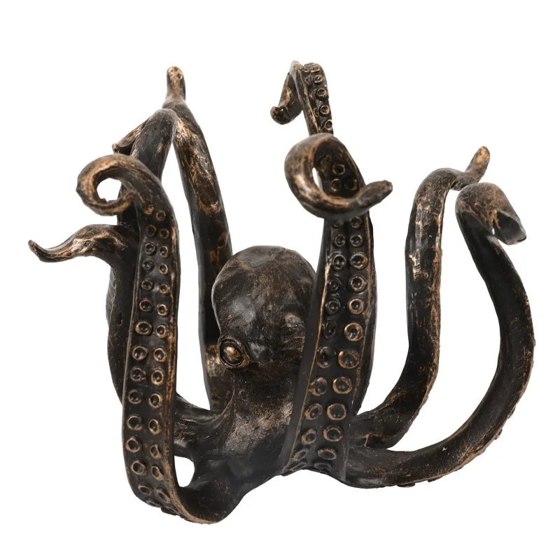 1pc Octopus Sculpture Cup Holder, Octopus Home Resin Ornament, Living Room Garden Landscape Aquarium Resin Decoration Ornament view 4