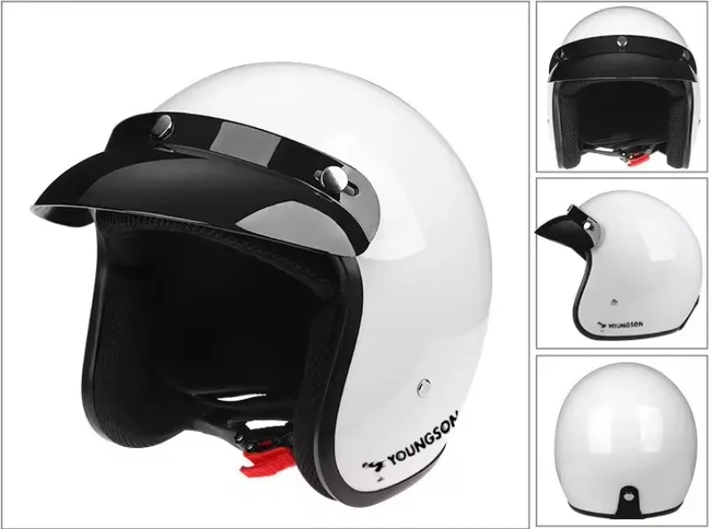 ABS White Motorcycle High Quality Texture Edge Wrapping retro Safety Helmet for Adult