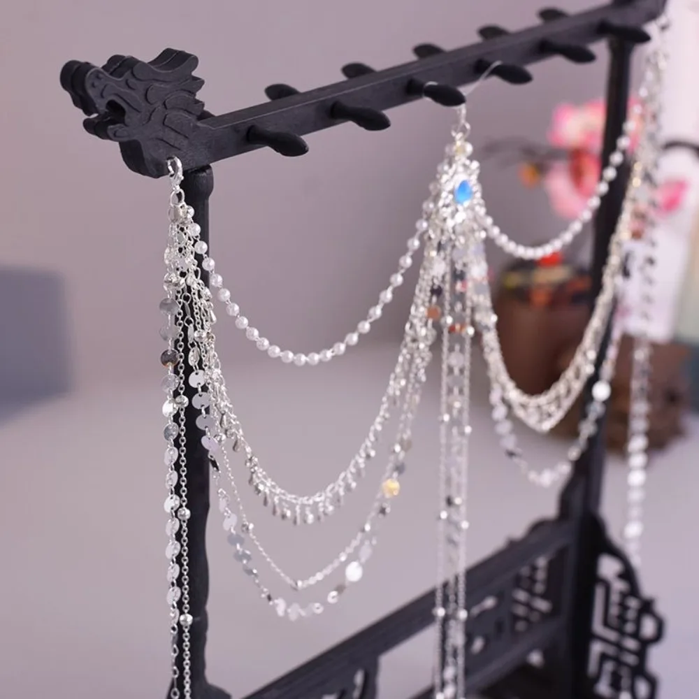 

‌ Поясная цепочка Hanfu ручной работы - длинный серебряный пояс с кисточками, традиционный китайский декор костюма, подарок для косплея