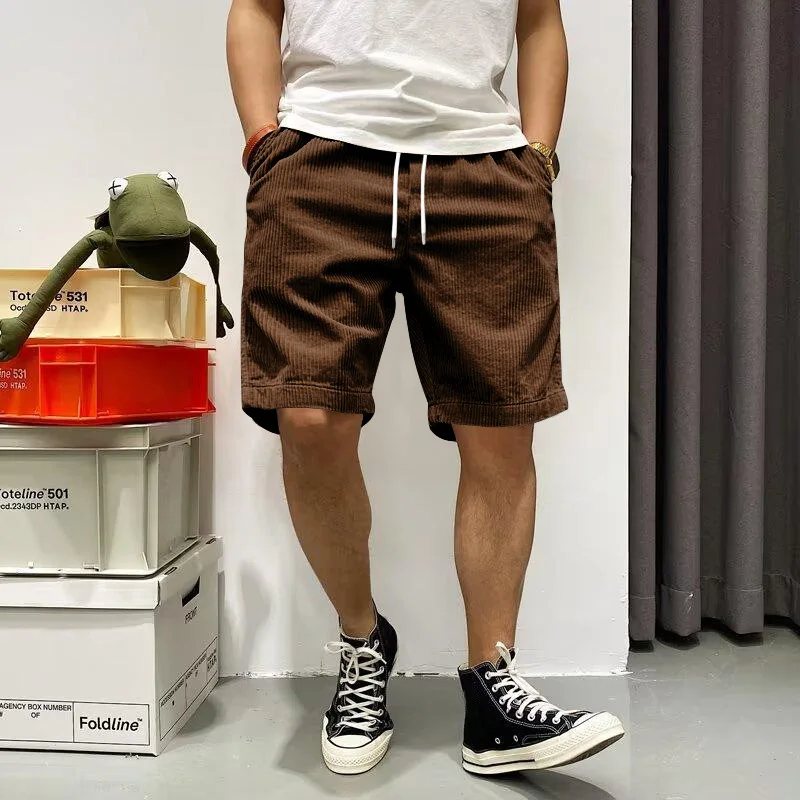 2024 American Heavy Duty Work Shorts Summer I Trendy Retro Corduroy Fashion Brand Men\'s Casual Shorts