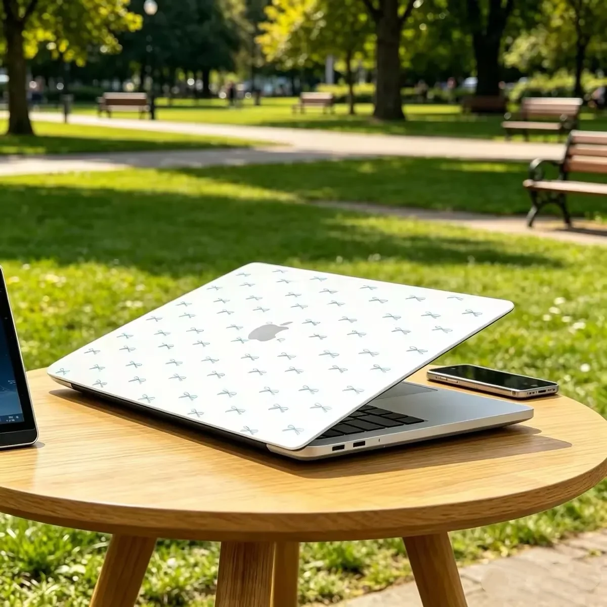 Cute Blue Polka Dot Bow Laptop Case For Macbook Neo 2026 A3404 Air 13 15 M4 M5 Touch Bar ID Pro 14 A3426 Mac 16 inch A3428 Cover