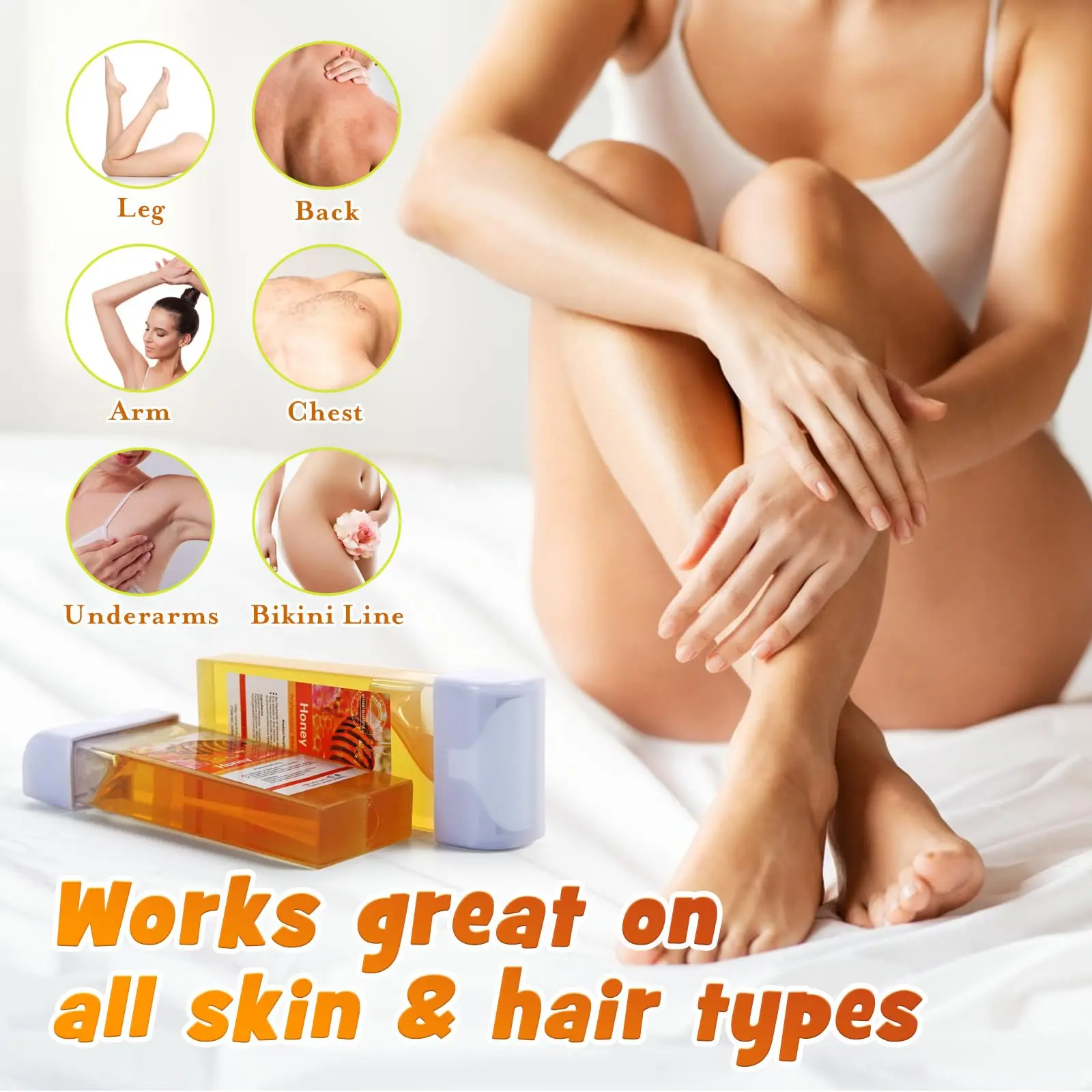 Painless Roll-On Wax Refill Cartridge for Hair Removal Honey Wax Bikini & Body Depilatory Warmer Compatible with Select Models