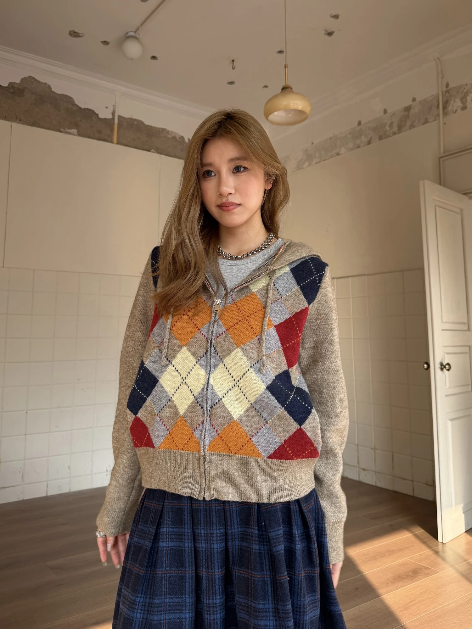 

Chuan Chuan Ya Retro Diamond id Hoodie Knitted Cardigan Men Women Autumn American Lazy Sle Color Blo Coat Street Sle ...