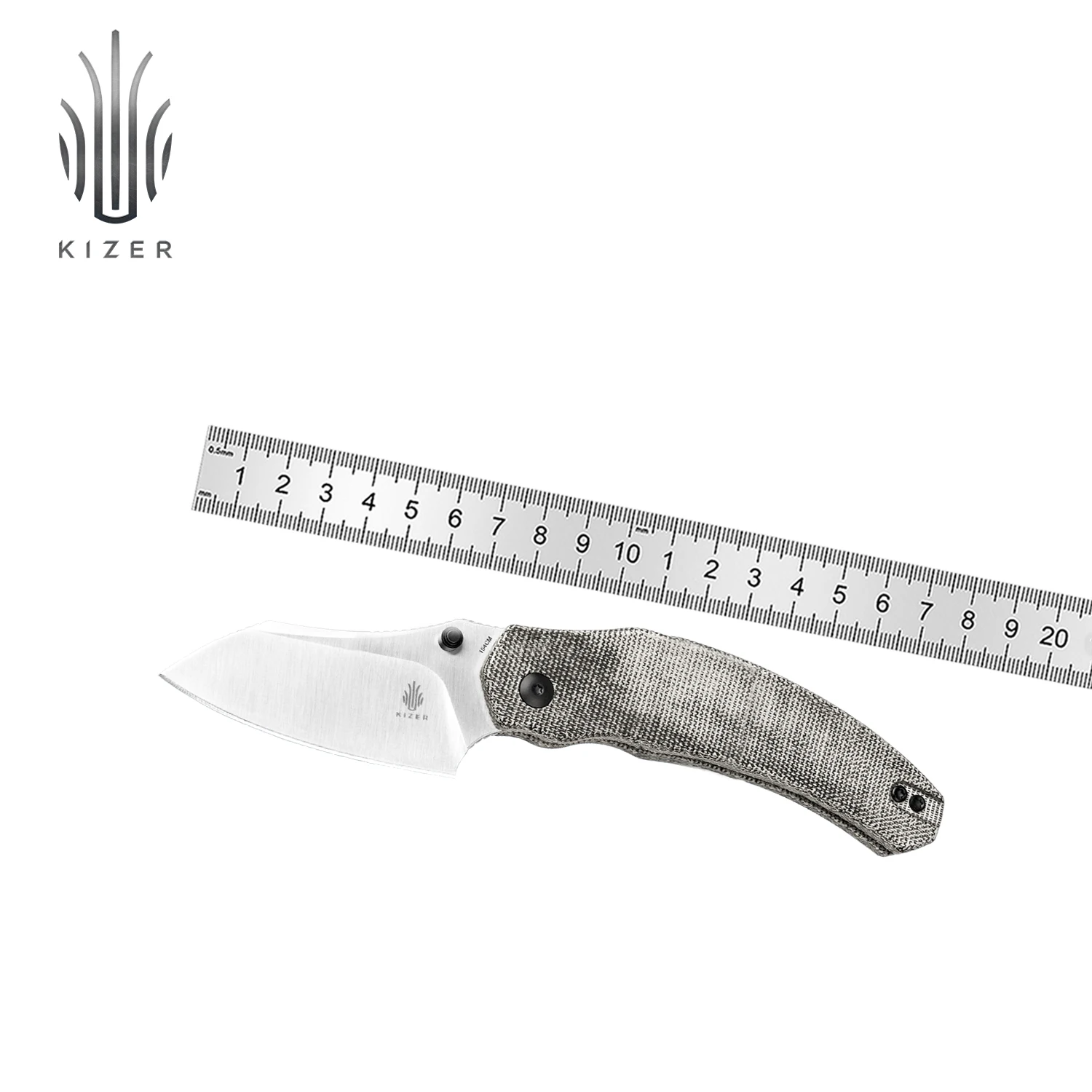 Kizer-canivete de Aço com Alça Durável Micarta Bulldog Sobrevivência Caça Ferramentas Edc V3672c2 154cm