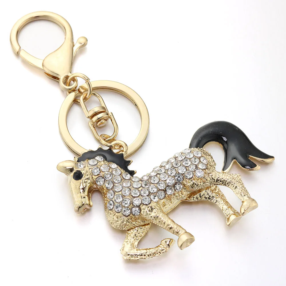 Lovely Horse Crystal Keychain Keyring For Car Animal Rhinestone Handbag Purse Bag Pendant Best Gift Women Key Chain K400