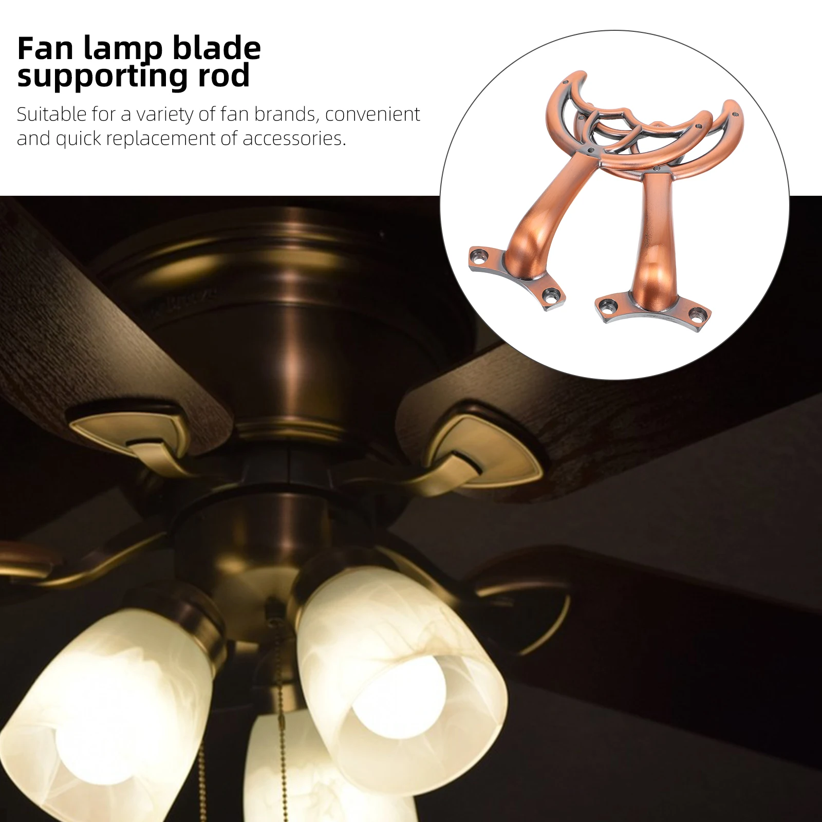 2Pcs Fan Blade Support Rod Zinc Alloy Ceiling Fan Blade Arms Compatible Easy Replacement Repair Parts Bracket Mount