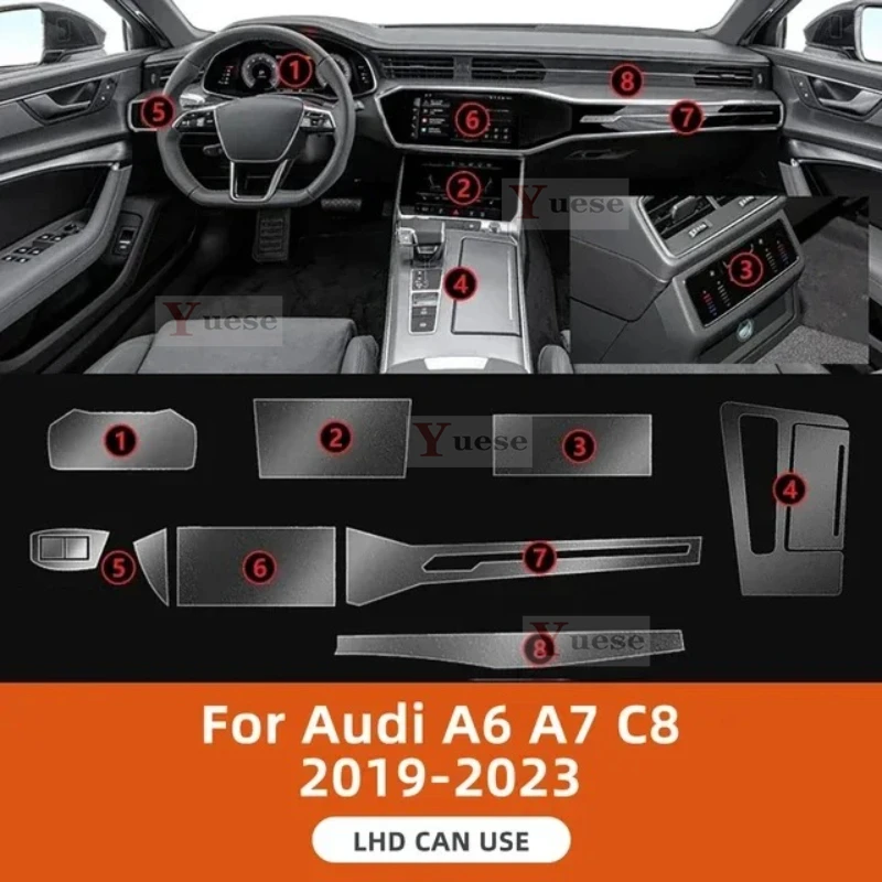 

Interior Film Car Center Console Transparent TPU Protective Film Anti-scratch Sticker For Audi A6 A7 C8 2019-2023