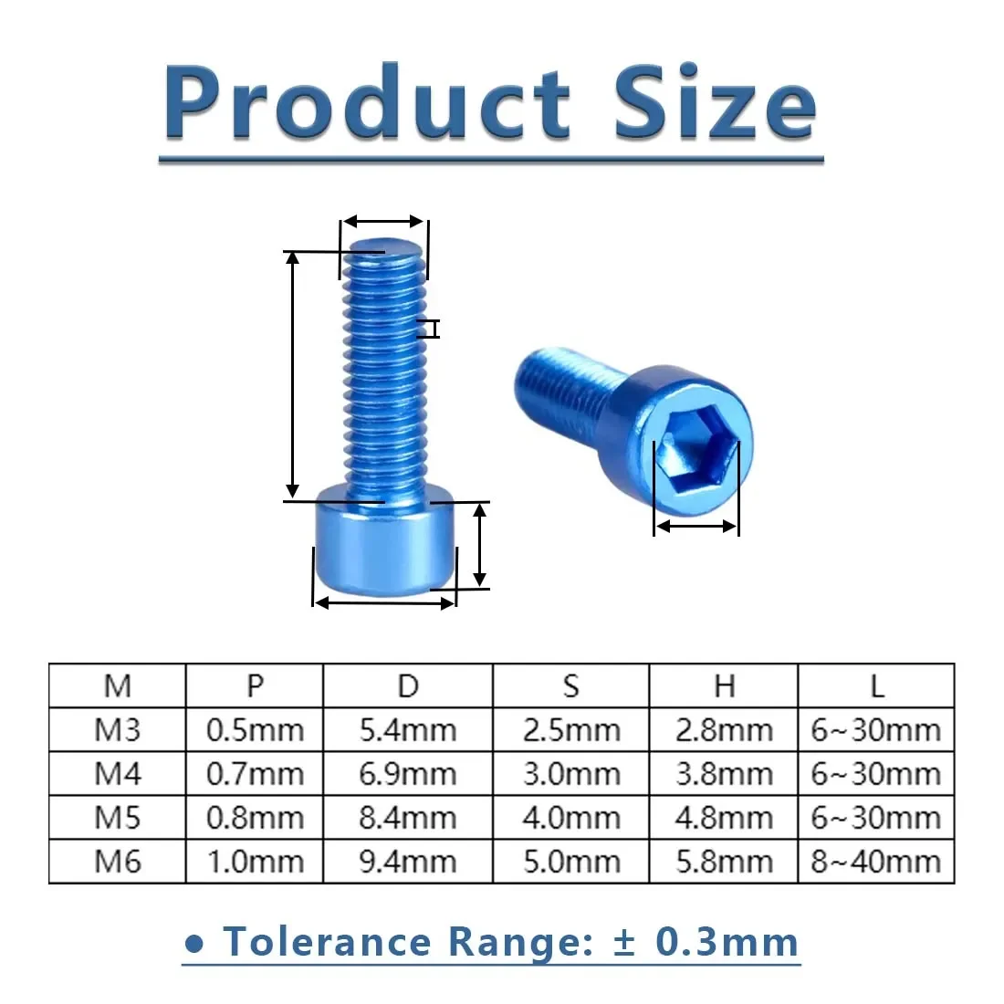 10pcs Aluminum Allen Scerw DIN912  M5 M6 Colourful Aluminum Hex Socket Cap Head Machine Screw Bolts