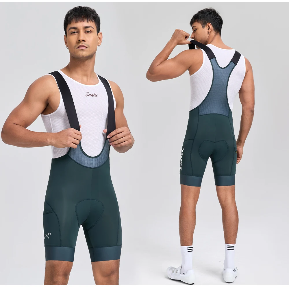 Santic Herren-Sommer-Radsport-Trägerhose, atmungsaktiv, schnell trocknend, Schwammkissen, 5 Stunden Komfort, stoßfest, rutschfest, Fahrrad-Shorts – Detail 11