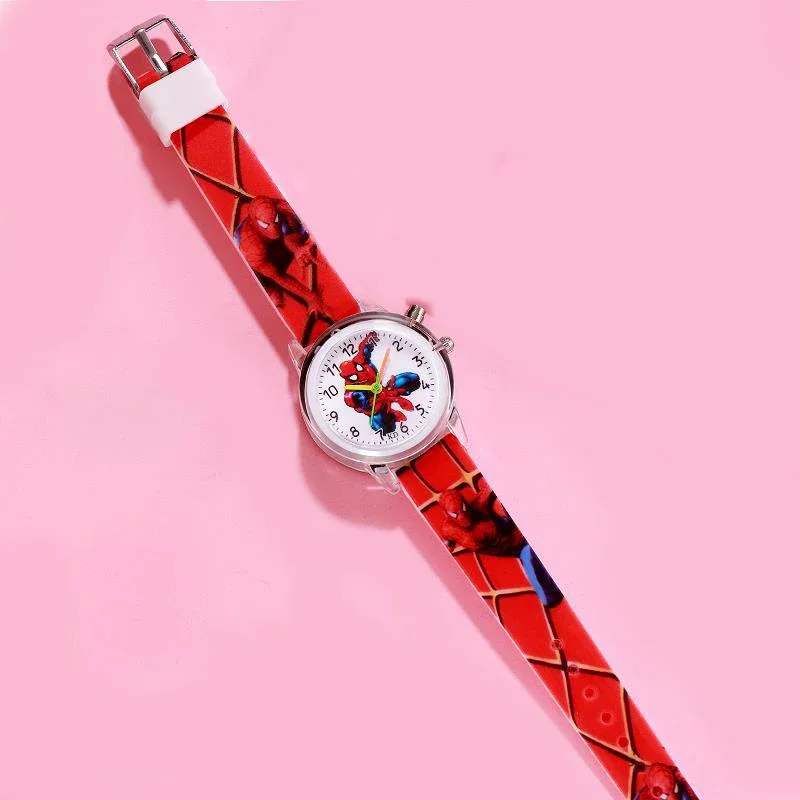 Disney Princess Elsa Kids Watches Girls Silicone Strap Cartoon  Spiderman Children Wrist Watch Clock