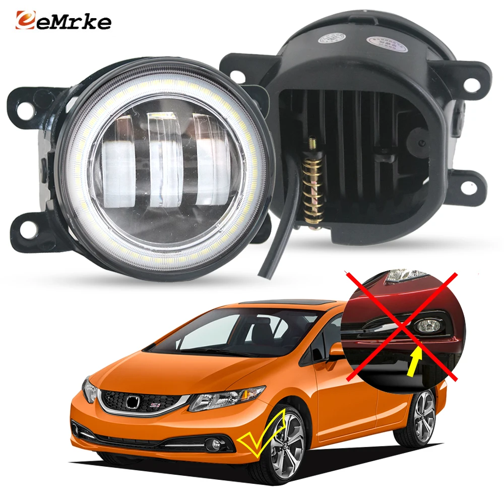 

Led Fog Light PTF Angel Eye DRL for Honda Civic Si Sedan FB6 2013 2014 2015 Clear Lens Driving Daytime Running Lamp Accessories