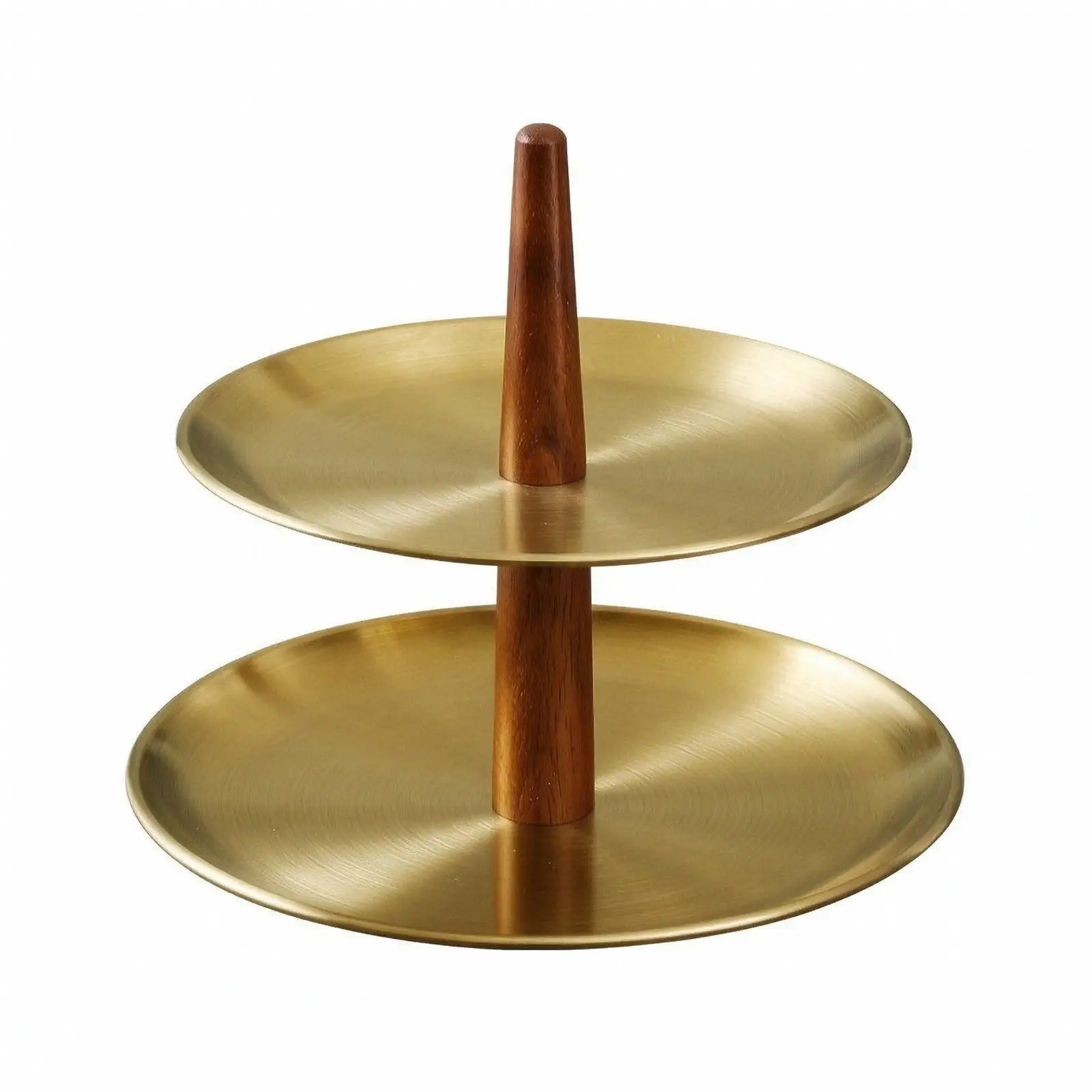 Tiered Dessert Stand Stainless Steel Wood Core Cake Tray for Wedding Buffet Tea Party Display