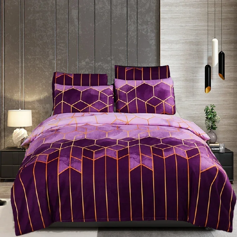 Geometric Gilt Duvet Cover Set Nordic 240x220 King Size Bedding Sets Double Queen Plaid Quilt Covers Pillowcase (No Bed Sheet)