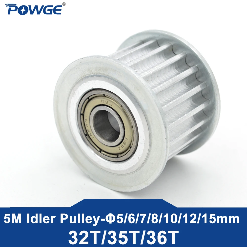 POWGE 32 35 36 Teeth HTD 5M idler Timing Pulley Bore 5/6/7/8/10/12/15/17mm for HTD5M Belt Width 10/15/20/15MM 32T 35T 36T