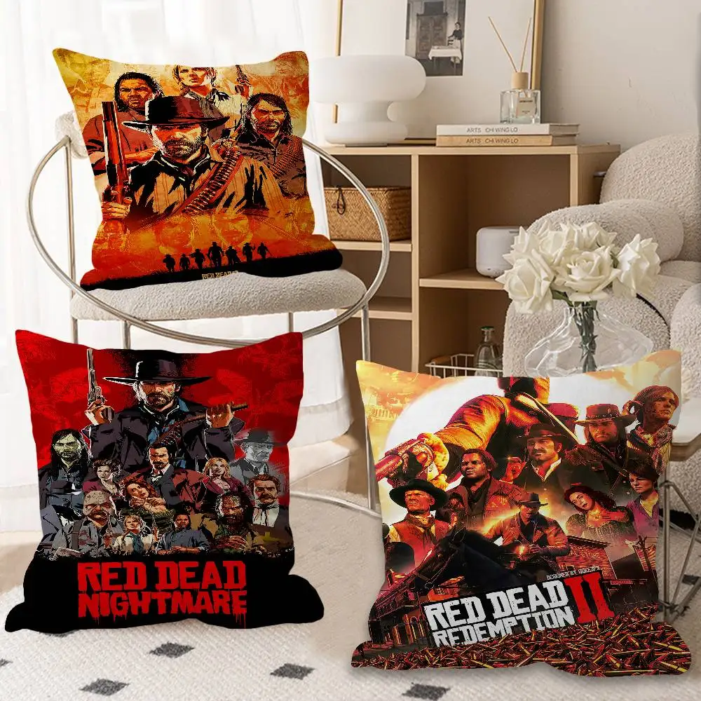 لعبة R-Red Dead Redemption 2 RDR2 غطاء الوسادة غطاء وسادة ديكور المخدة المطبوعة كيس وسادة للأريكة