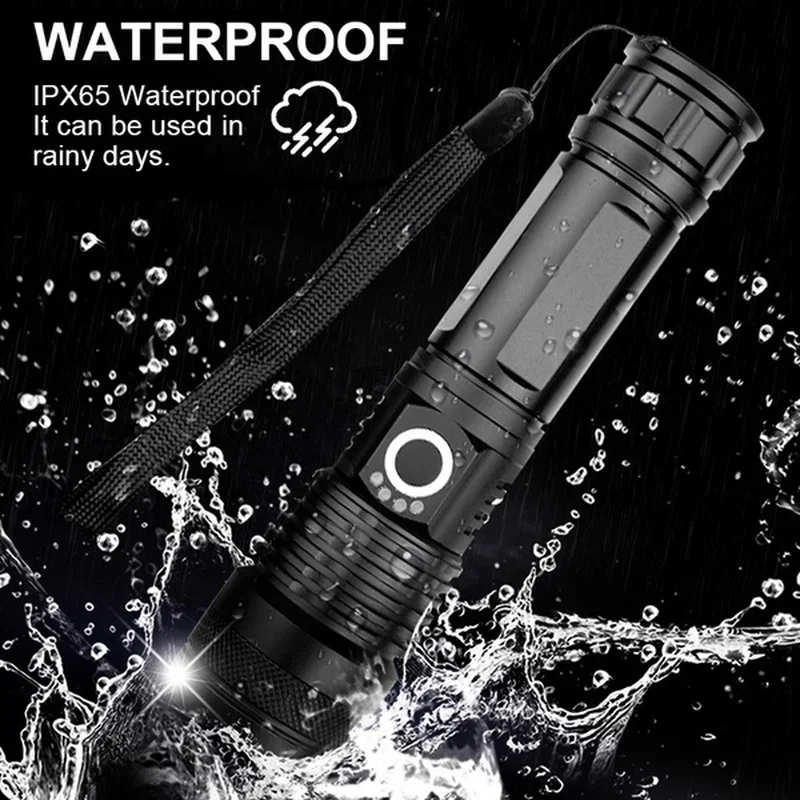 Strong LED Flashlight USB Rechargeable 4-core Zoom Flashlight Portable Light Suitable for Outdoor Camping Emergencies