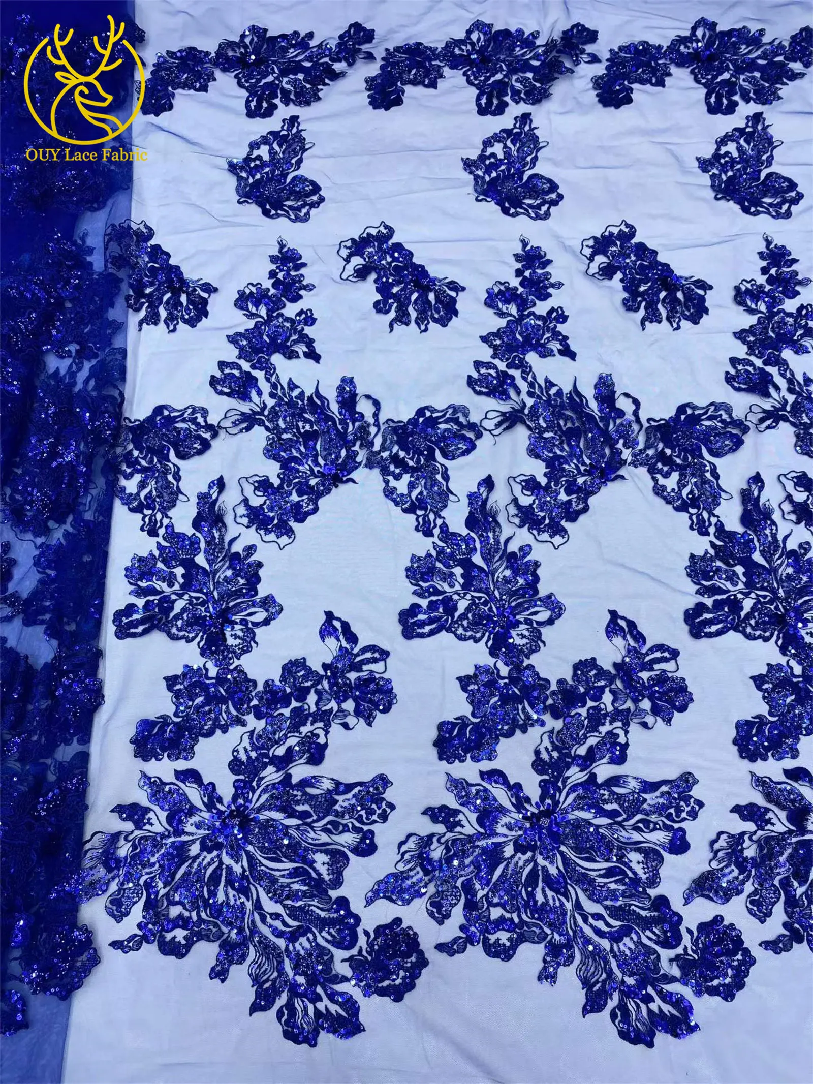 Roter Afrikanischer Bräutigam-Stickerei-Blumenspitzenstoff 2026 Hochwertiger Nigerianischer Pailletten-Perlen-Tüllstoff Hochzeitskleid-Stoff – Detail 13