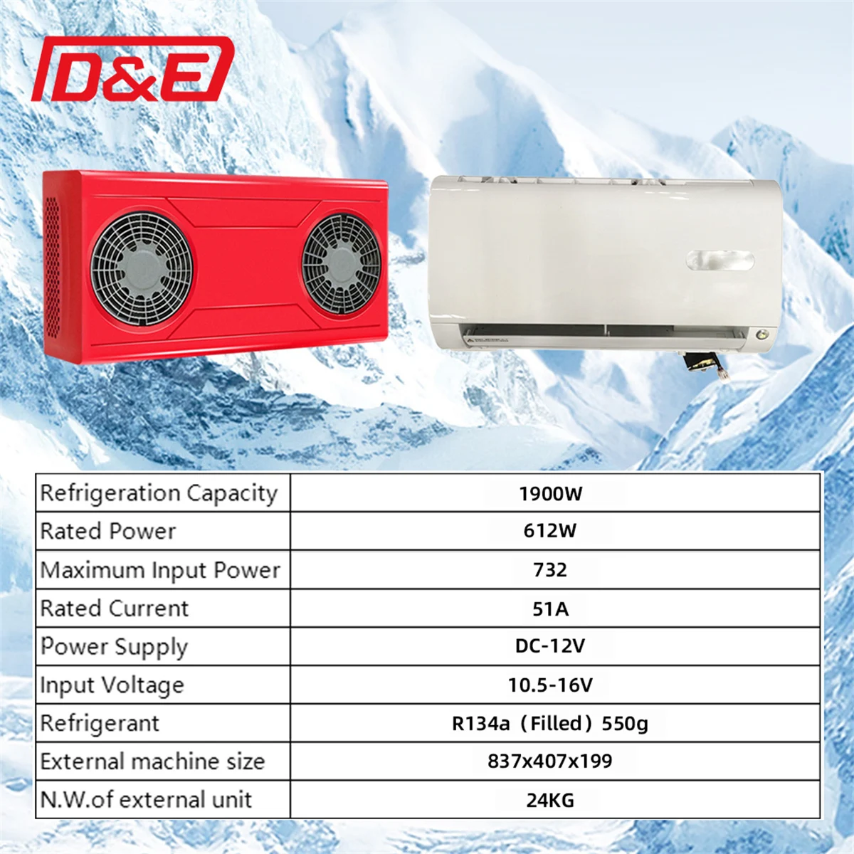New Arrival 12V Truck Air Conditioner Cooling System Truck Bus RV Boat Mini Evaporator R134a Refrigerant 12 Volt AC Compressor
